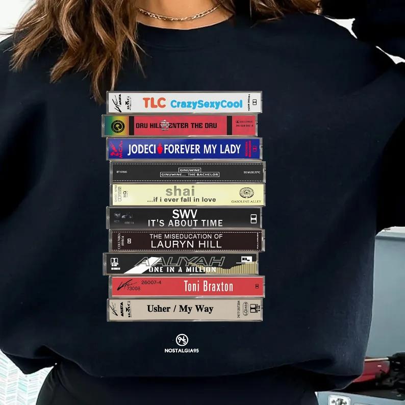 90s R&B Cassette Tape Sweatshirt, Music Lover Gift, Rhythm Blues Shirt, 90s Cassette Tape Shirt, Old School Music, Unisex Long Sleeve Crewneck