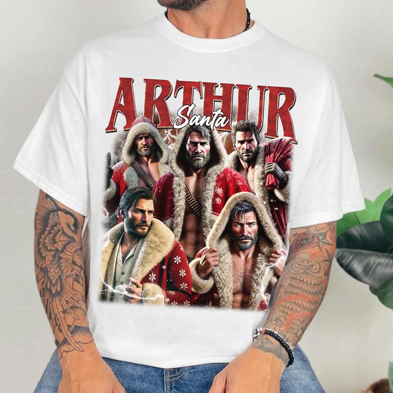 Santa Arthur Morgan Christmas Vintage T-Shirt, Arthur Morgan Red Dad Redemption Shirt, Christmas Shirt,Gift For Movies Lovers