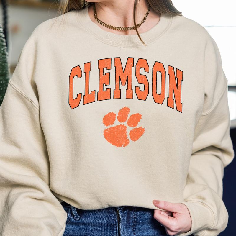 26. Clemson Tigers NCAA Vintage Football Sweatshirt, University Sports Team Gear, Cotton Sweater Gift for Men and Women