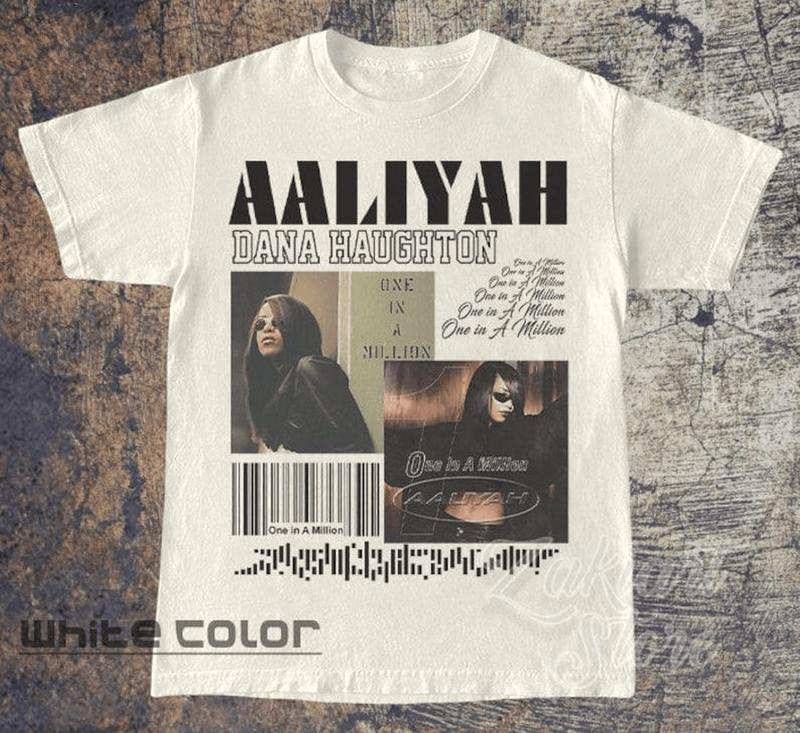 Aaliyah Vintage T-Shirt Artist Tees 90'S Inspired, Aaliyah One In A Million Bootleg Shirt, Aaliyah Dana Houghton, Crew Neck, Unisex Cotton Tee Shirts