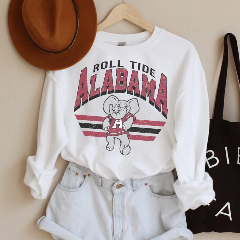 15. Alabama Crimson Tide Vintage NCAA Football Sweatshirt, Classic Comfort Unisex Sportswear, Gift for Fans