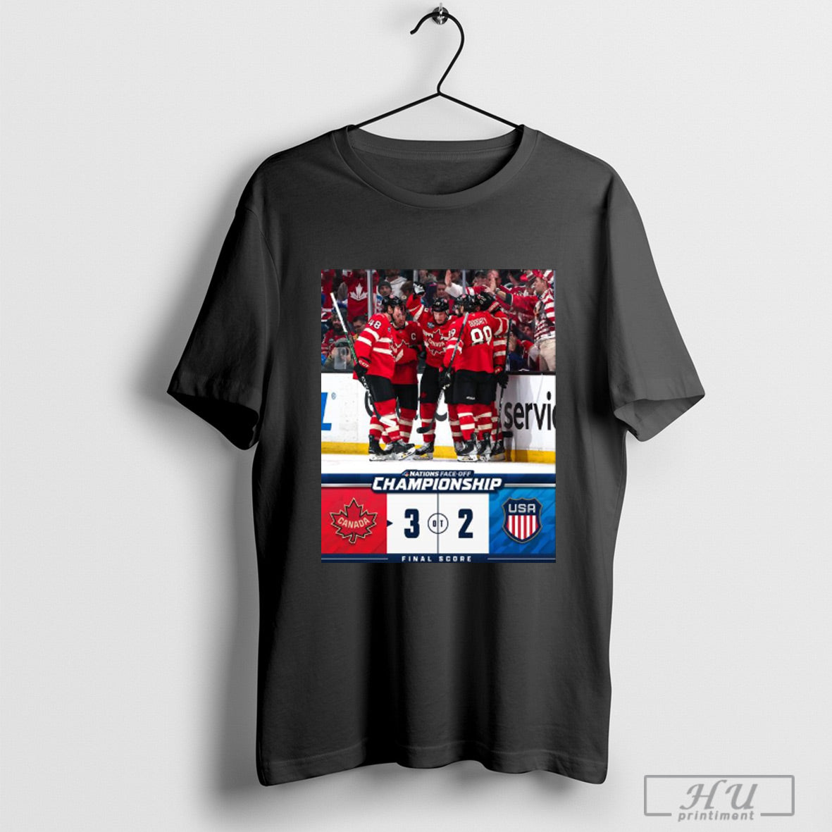 Trendy Canada Wins Usa 3 2 2025 Nations Face Off Championship Final Score T Shirt