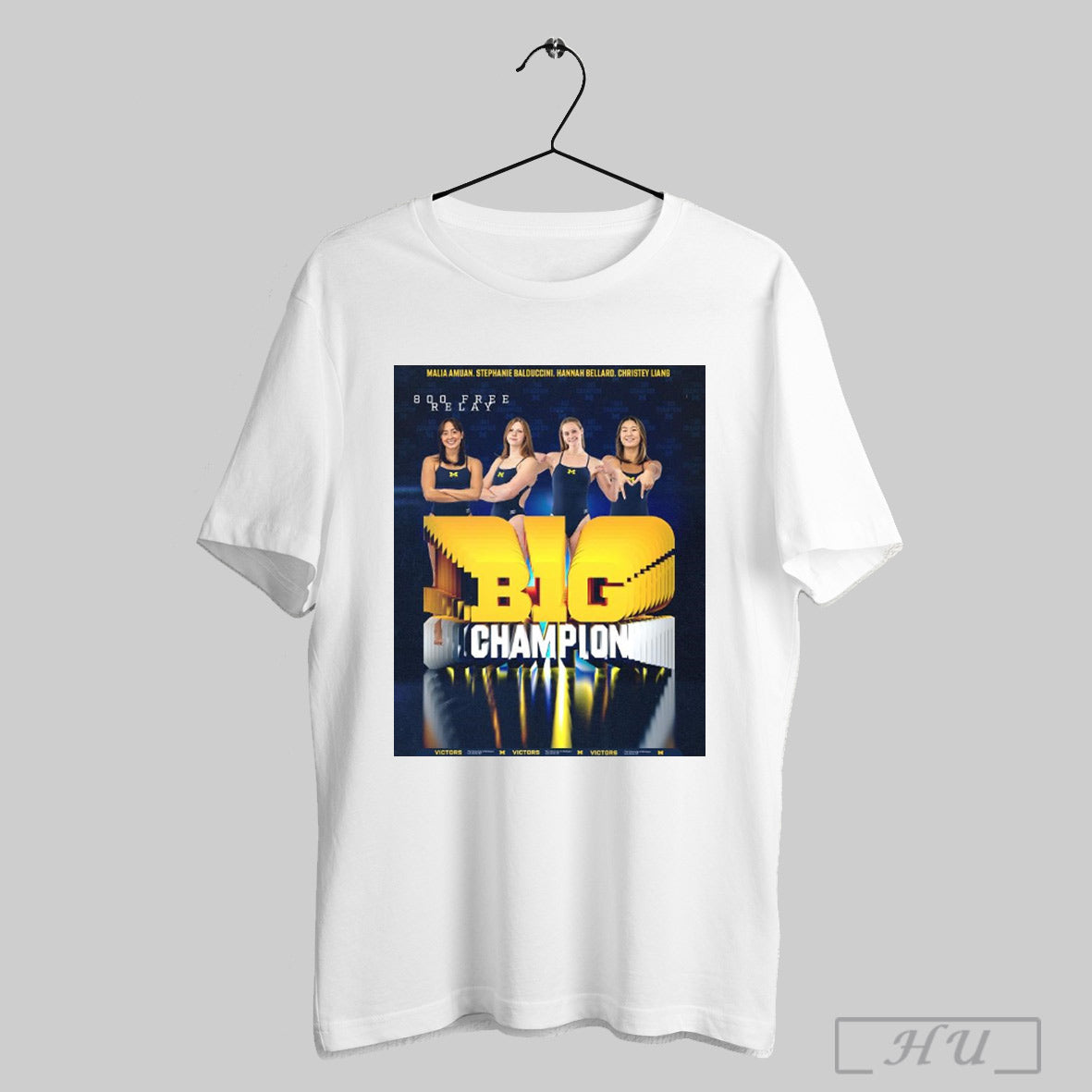 Trendy Michigan Swimming And Diving Malia Amuan Stephanie Balduccini Hannah Bellard Christey Liang 800 Free Relay Big Champion Poster T Shirt Sweatshi