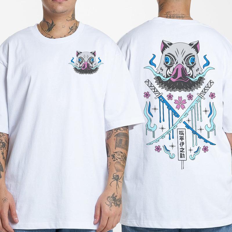 Inosuke Hashibira with his sword Dual Serrated Nichirin Katanas shirt, Demon Slayer t-shirt, Anime sweatshirt hoodie, Anime lover t-shirt