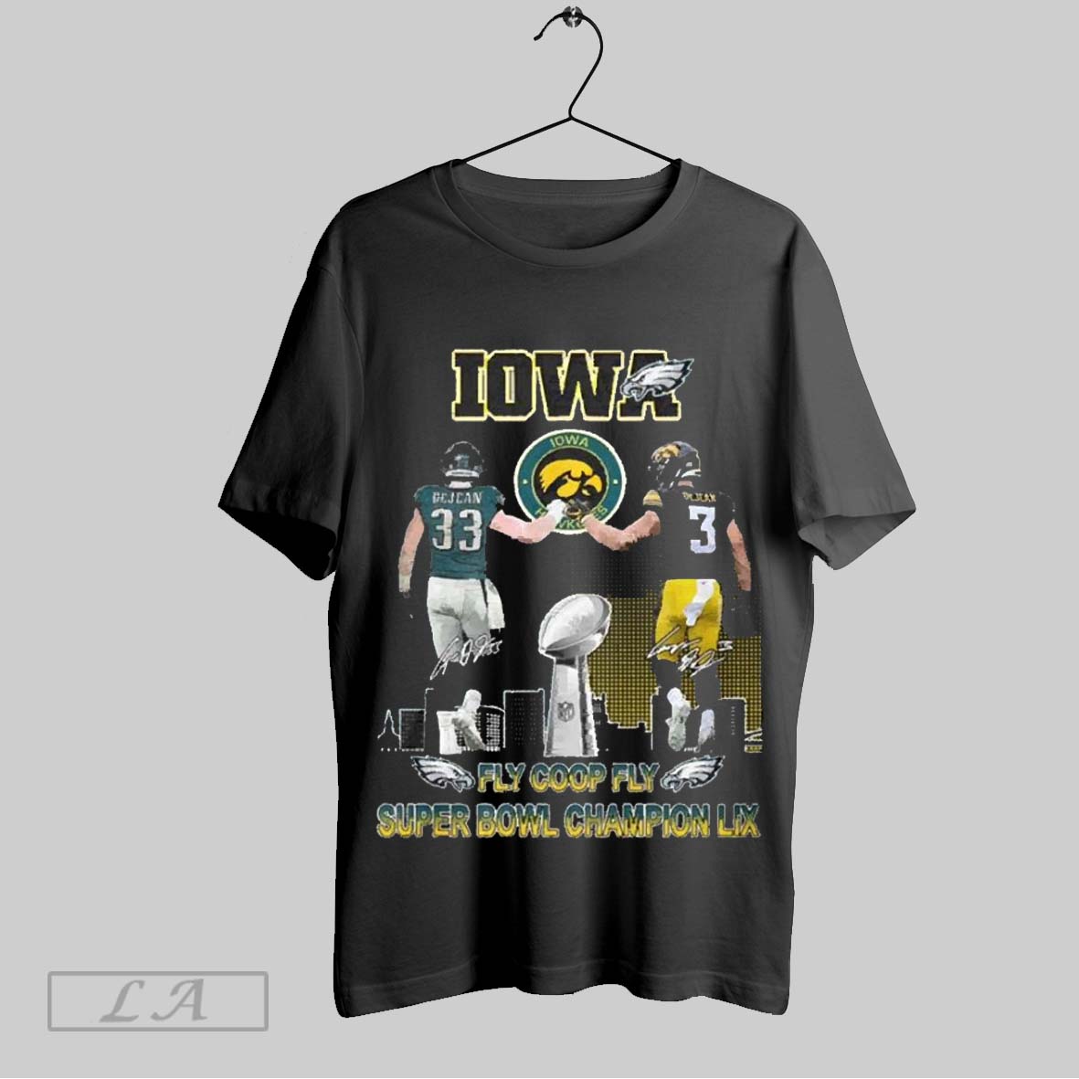 Top Philadelphia Eagles Iowa Hawkeyes Dejean Fly Coop Fly Super Bowl Champions Lix 2025 T Shirt