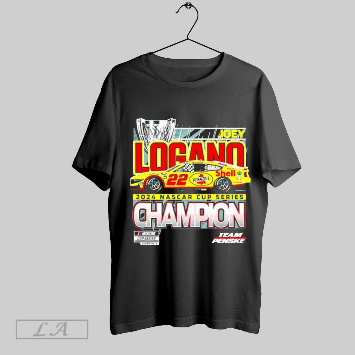 Top Mens Team Penske Black Joey 22 Logano 2024 Nascar Cup Series Champion T Shirt