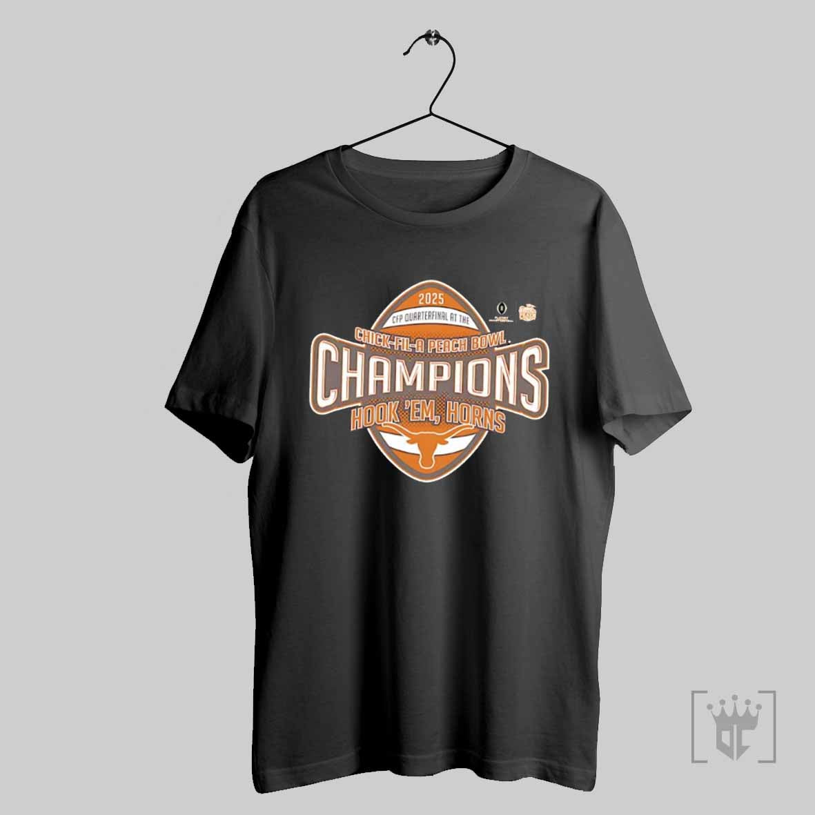 Texas Longhorns 2025 Cfp Chick Fil A Peach Bowl Champions Hook Em Horns Logo T Shirt
