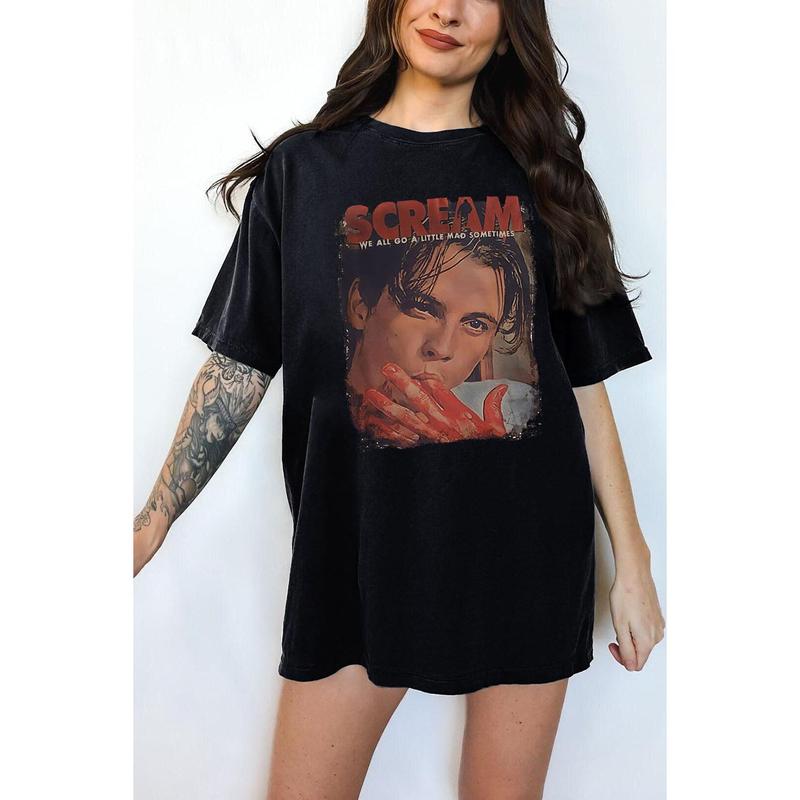 Scream Billy Loomis Lets Watch Scary Movies Shirt, Cotton Unisex T-shirt, Crew Neck, Size S- 4xl, Menswear Top, Womenswear Top Underwear Streetwear