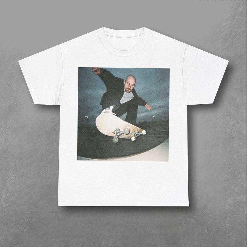 Walter White Is Skateboarding Shirt, TV Series Breaking Bad Sweatshirt, Movie Graphic Shirt Classic Fabric