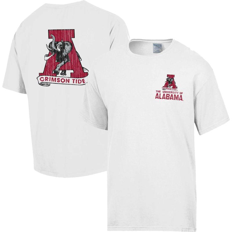 Alabama Crimson Tide White Vintage Logo T Shirt