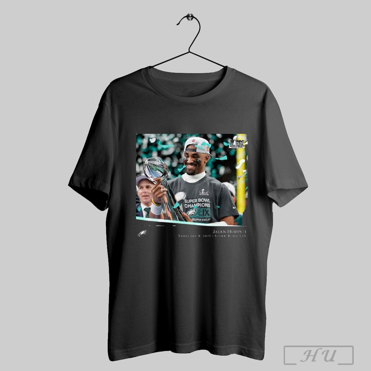 Trendy Official Jalen Hurts Philadelphia Eagles Nfl Flash Features Super Bowl Lix Champions February 9 2025 Shirts