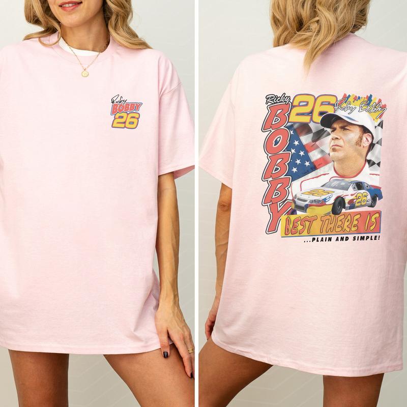 Vintage Talladega Nights Graphic 2-Sided Shirt, Comfort Clothing, Soft Cotton Fabric Tshirt, Printed Women's Tops, Casual Womenswear