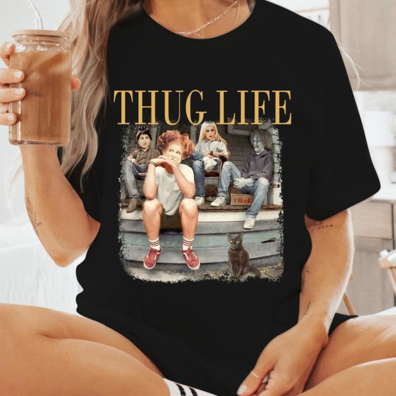 Thug Life Halloween Shirt, Retro  Movie Shirt, Retro Halloween Character TShirt  Cotton Womenswear