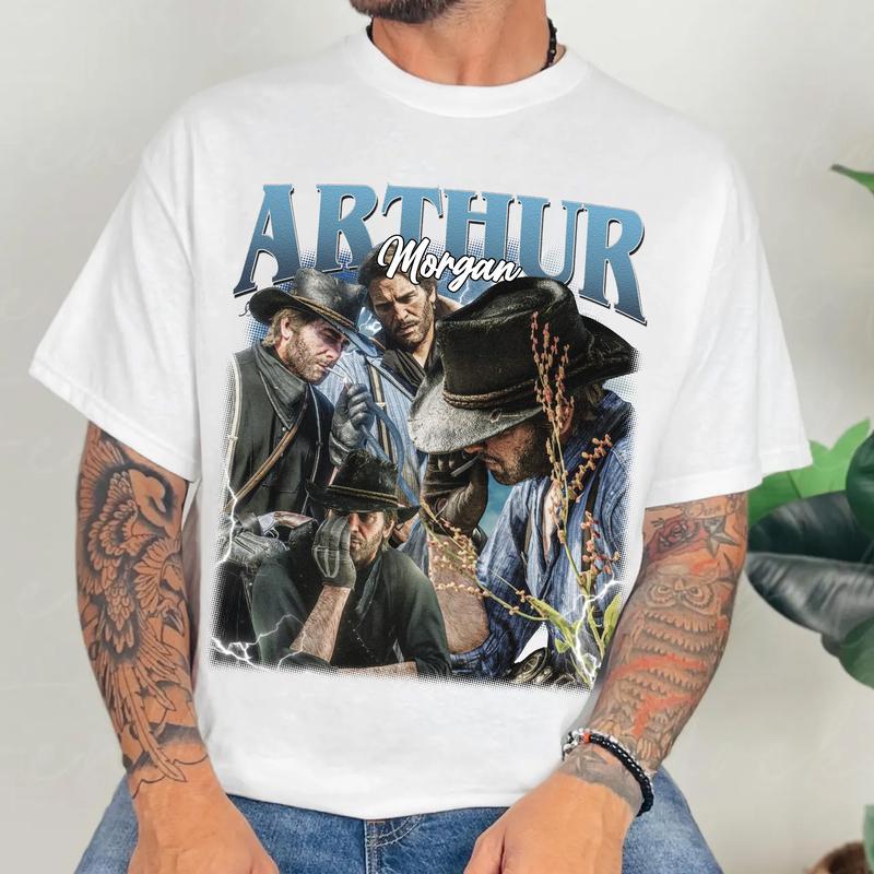Arthur Morgan Vintage T-Shirt, Arthur Morgan Red Dad Redemption Shirt, Gift For Movies Lovers Casual Clothing Fabric Menswear Top  Sweatshirts