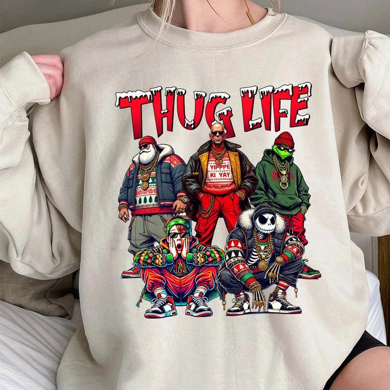 TC13 THUGLIFE Christmas Shirt, Christmas Movies Sweatshirt, Xmas Graphic Tee Comfort Cotton Fabric