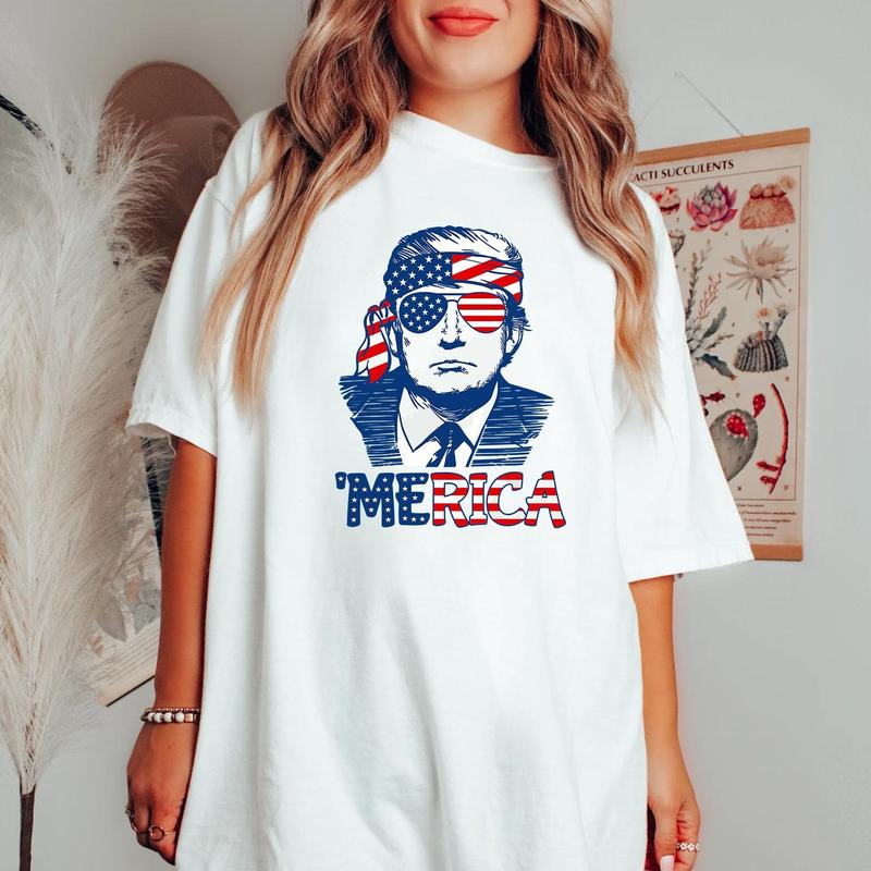 4th of July Comfort Colors T-Shirt, Trump 'Merica Shirt, Trump Shirt, American Shirt, 4th of July party, Independence Day, Patriotic tee