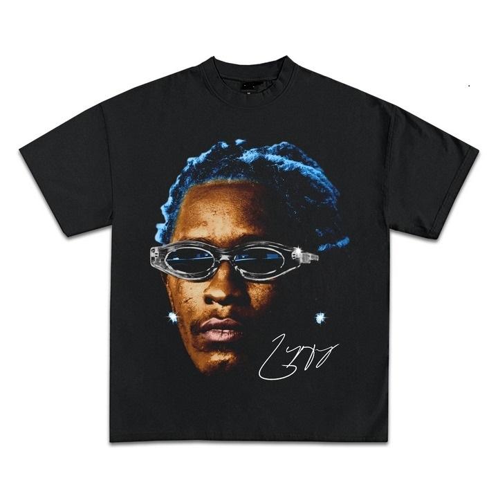 Young Thug Blue Graphic T-Shirt, Solid colors are %100 cotton