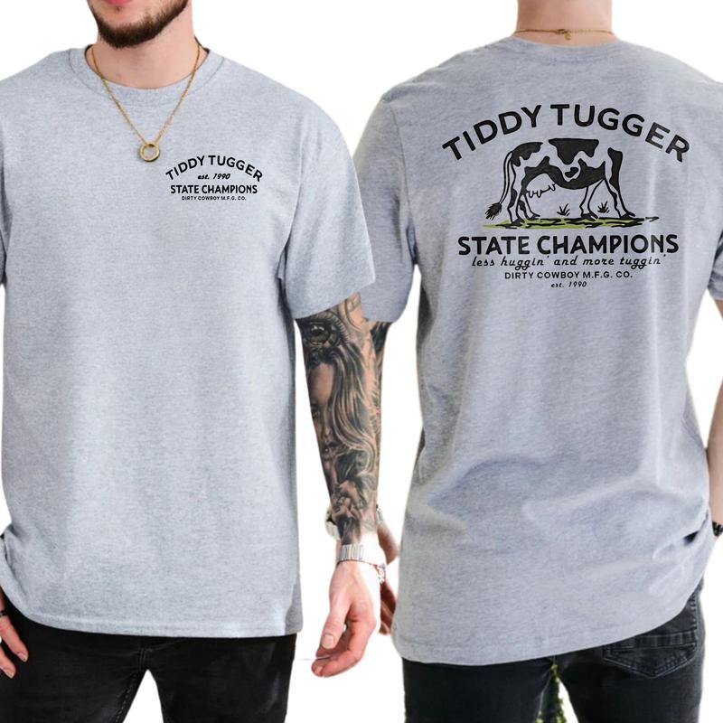 Vintage TIDDY TUGGER 1990 State Champions 2-Sided Shirt for Men, Men's Cowboy Tee, Cow Lover Gift Ideas, Classic Menswear, Soft Tshirt Cotton Tops