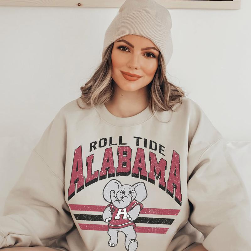 15. Alabama Crimson Tide Vintage NCAA Football Sweatshirt, Classic Comfort Unisex Sportswear, Gift for Fans