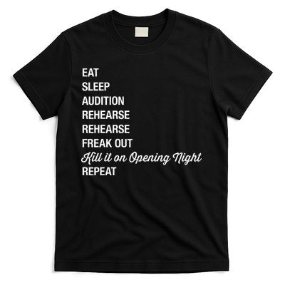 Funny Theater Geek Gift Musical Life Eat Sleep Theatre T-Shirt