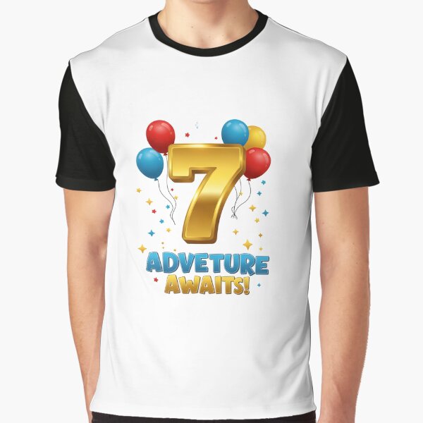 7Th Birthday Adventure Awaits Fun Kids Party Design Graphic T Shirt