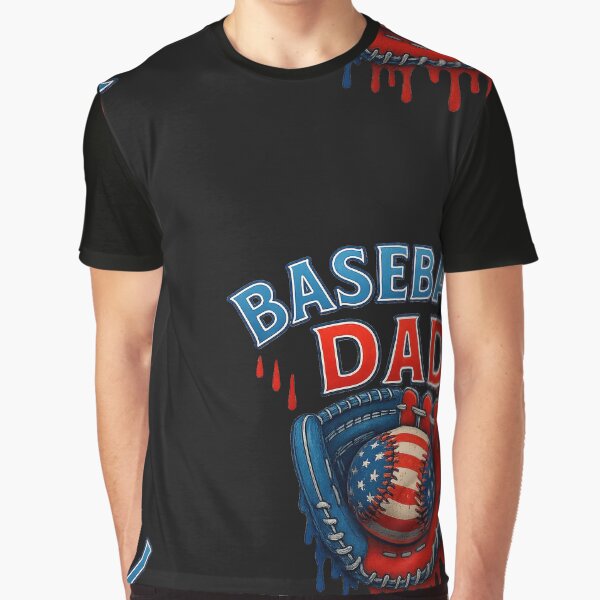 Baseball Dad American Flag Glove Dripping USA Father day Graphic T-Shirt