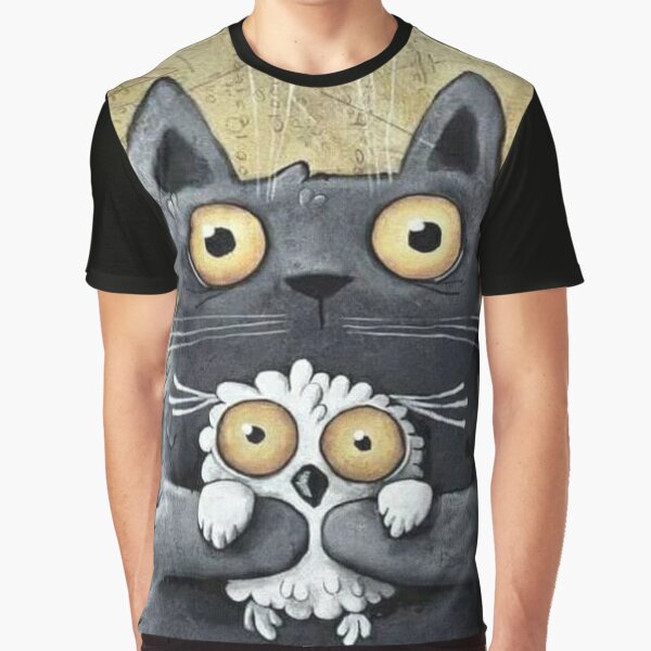 a cat and an owl Graphic T-Shirt