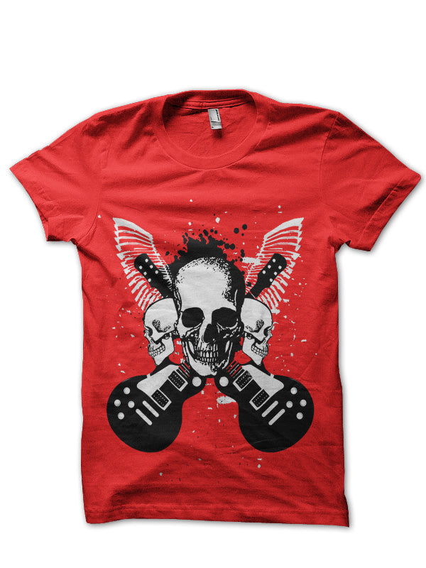 Skull Bones And Music Red T-Shirt