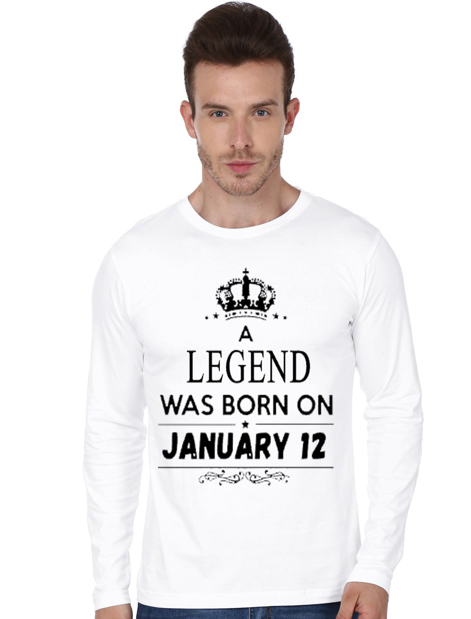A Legend Was Born On January 12 White Full Sleeve T-Shirt