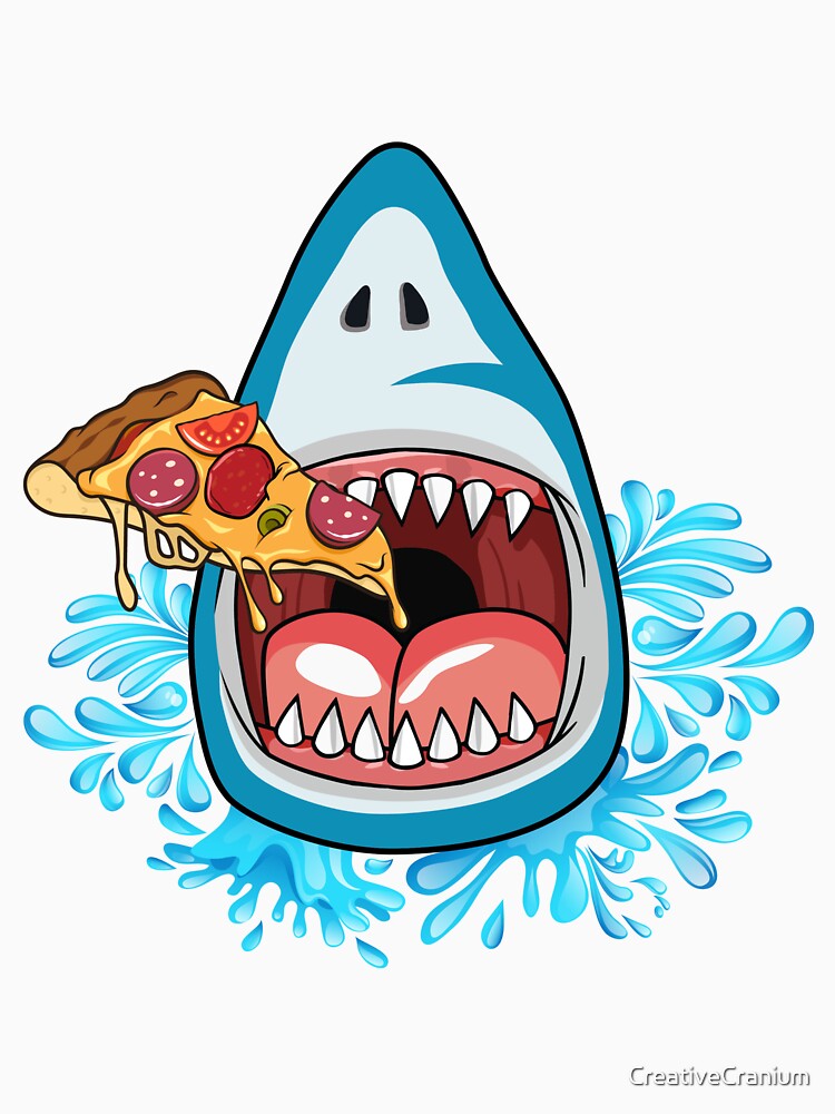 Whimsical Shark Eating Pizza by CreativeCranium