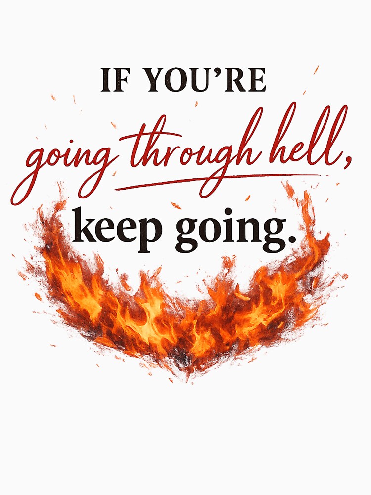 If You’re Going Through Hell, Keep Going – Motivational Quote Typography Design by BlossomedGlow