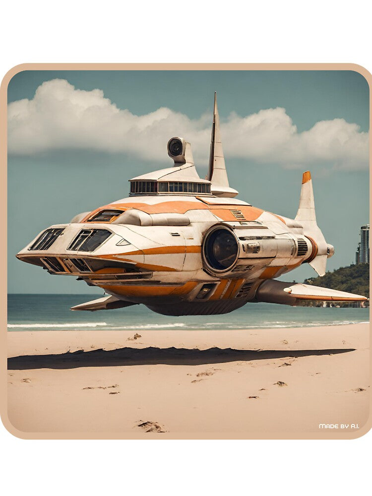 Scifi Shark Spaceship on a beach by Funktastic Designs