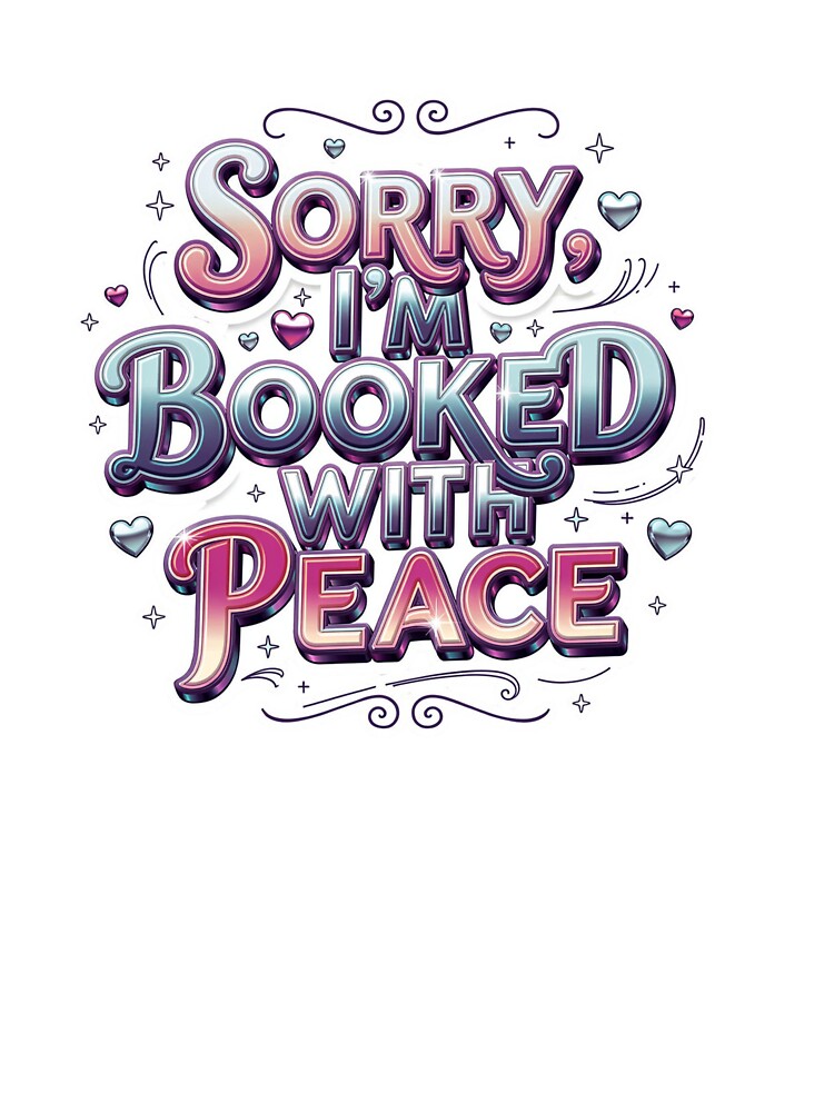 Sorry I'm Booked With Peace. Self Love Aesthetic Quote Typography Design by Aarvya Fashion Club ( A.F.C )