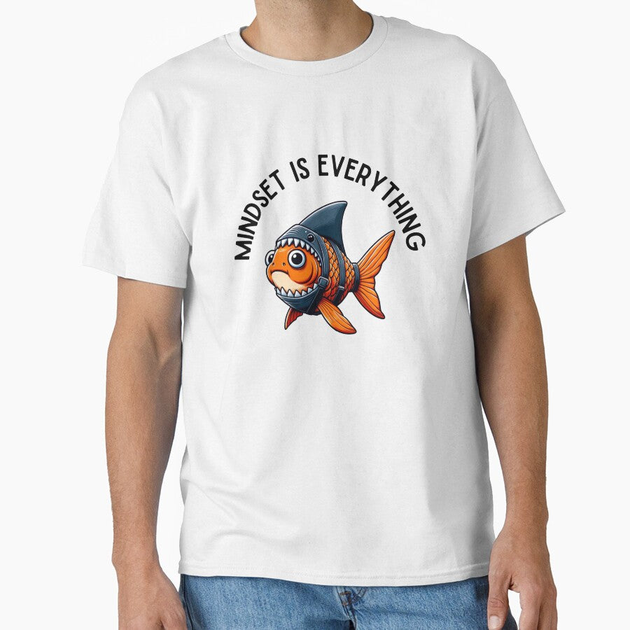 Mindset is Everything Goldfish Shark Funny Motivational Big Fish Motivational by Logiamerch