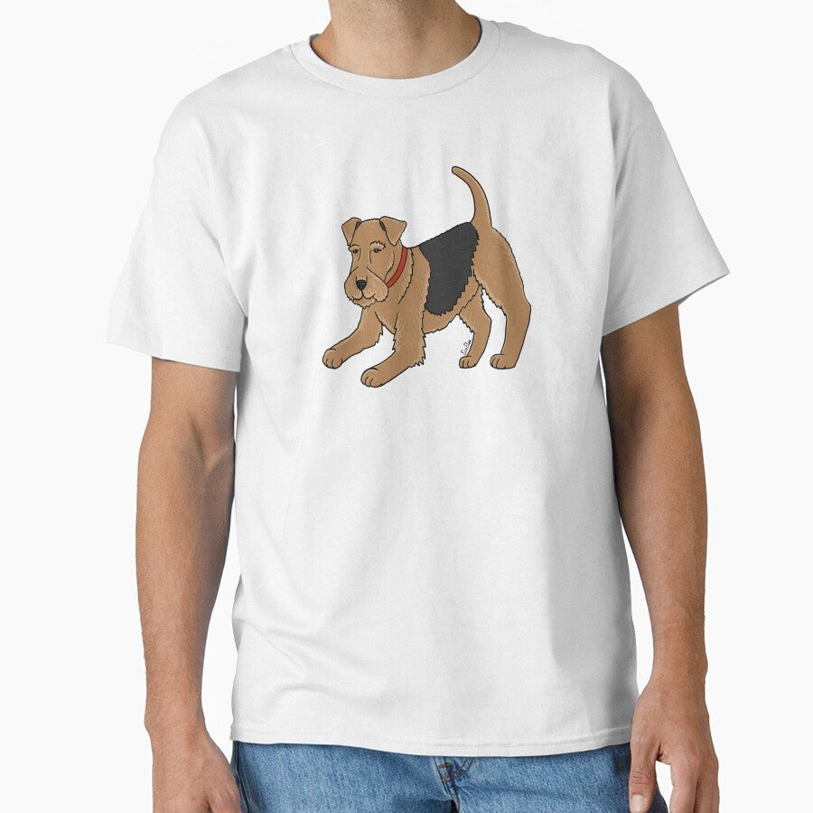 Airedale Terrier Play Pose Airedale Terrier Come Play Maroon Background Classic T Shirt
