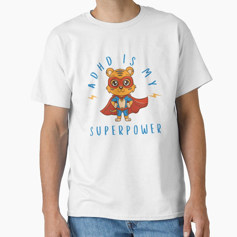 ADHD Is My Superpower â€“ Superhero Tiger Kids Design Classic T-Shirt