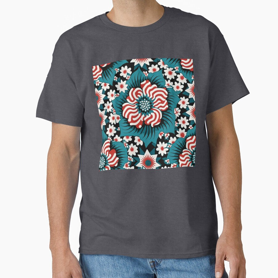 1970s American Flower Pattern | Abstract Flowers | Nature Pattern | Flower Home Decor | American Flower pattern | high resolution Classic T-Shirt