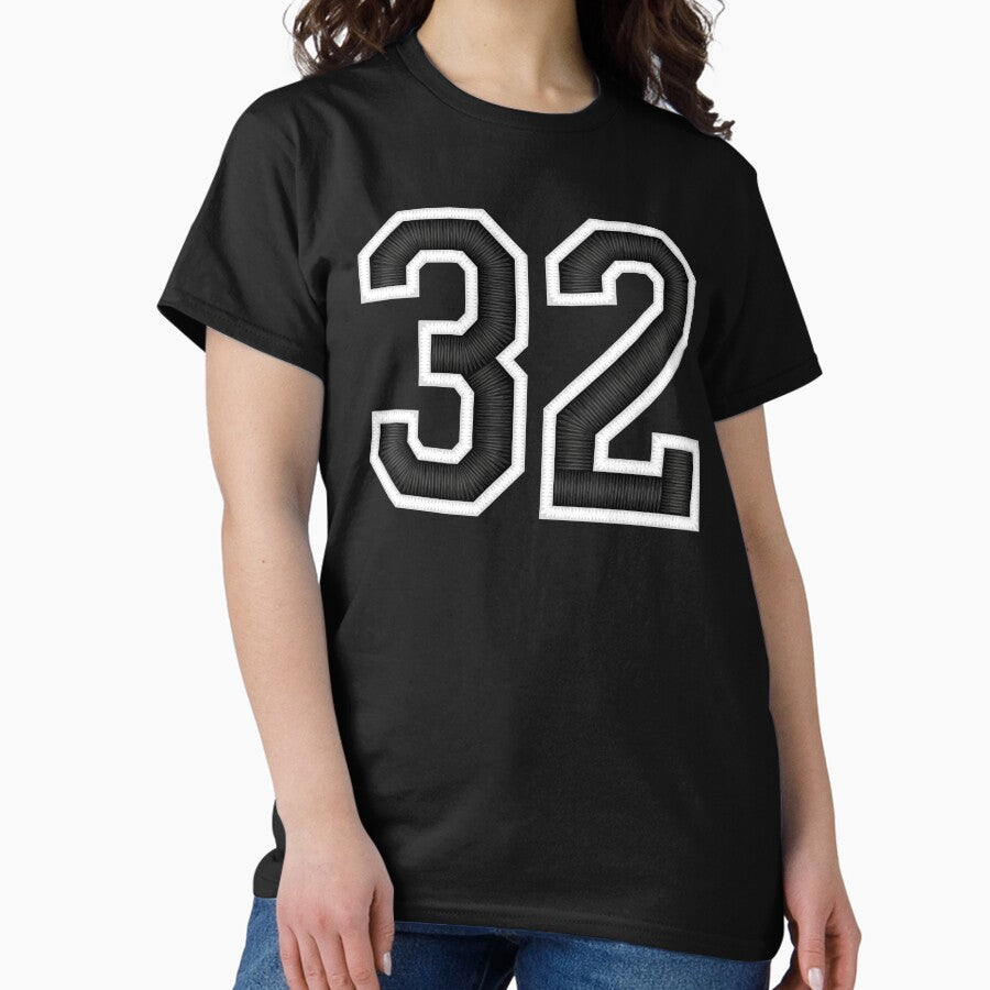 32 Black Jersey Sports Number thirty-two Football 32 Classic T-Shirt