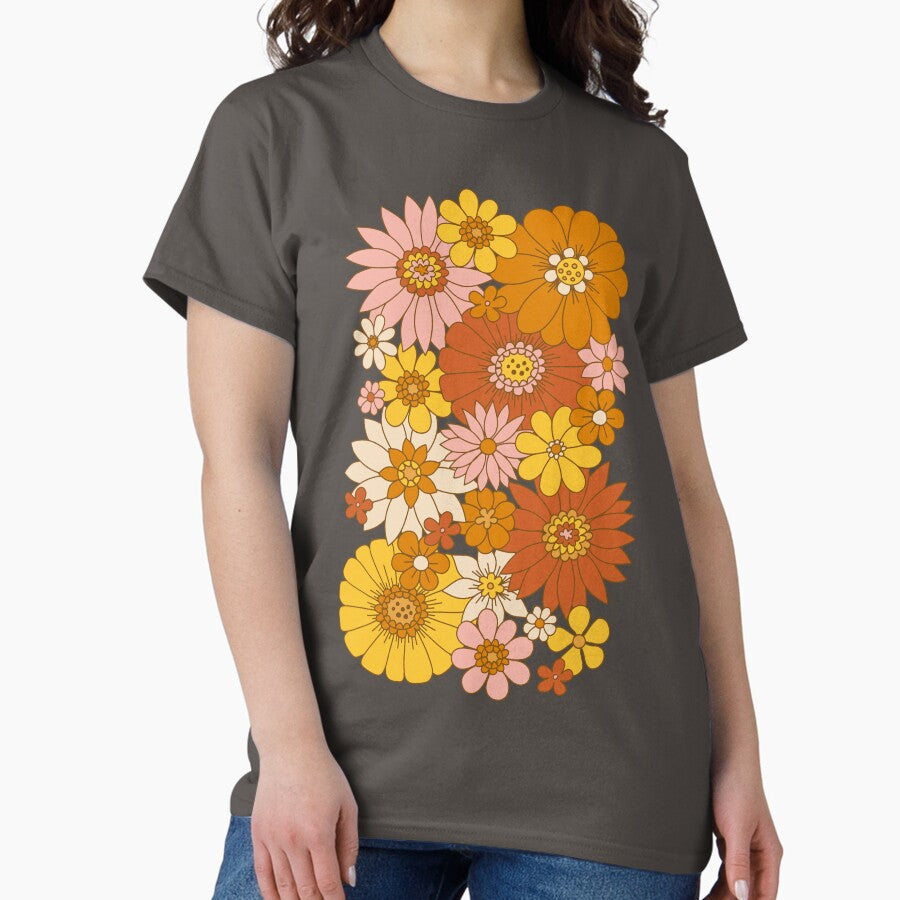 60S Retro Daisy Floral Classic T Shirt