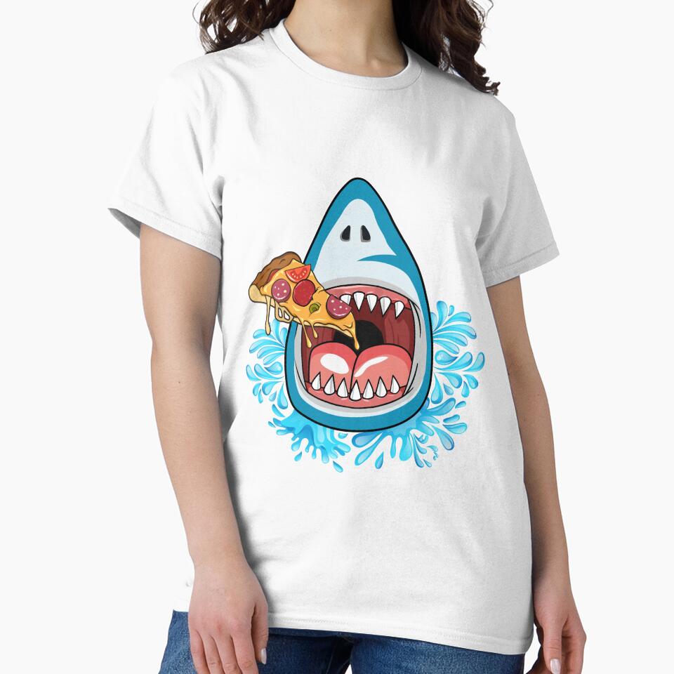 Whimsical Shark Eating Pizza by CreativeCranium