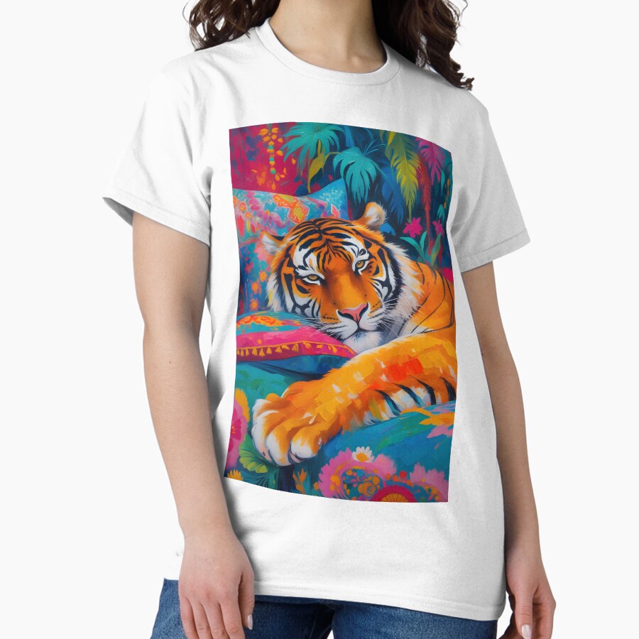 Abstract Colorful Tiger Wall Art Eclectic Printable Art For Home Decor Trendy Colorful Decor Classic T Shirt