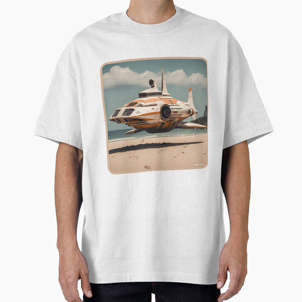 Scifi Shark Spaceship on a beach by Funktastic Designs